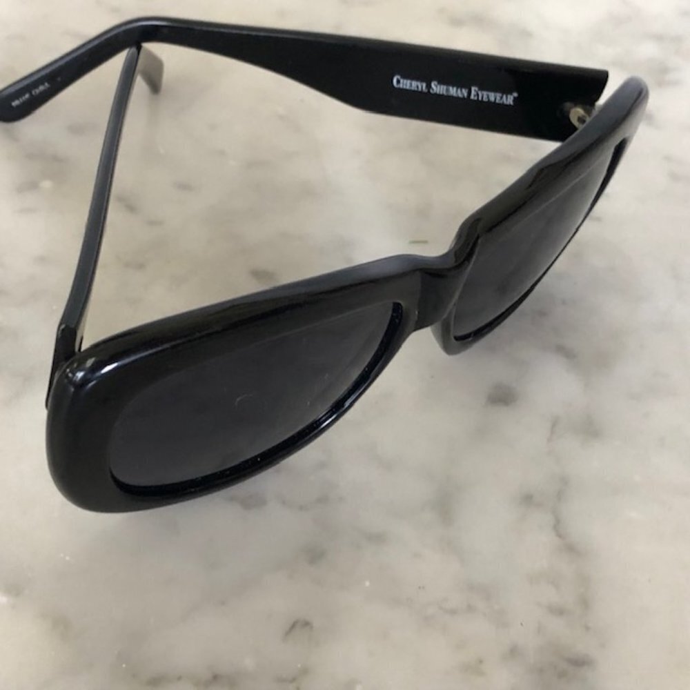 CHERYL SHUMAN Cat Eye Vintage Jacqueline Black Sunglasses Eyewear